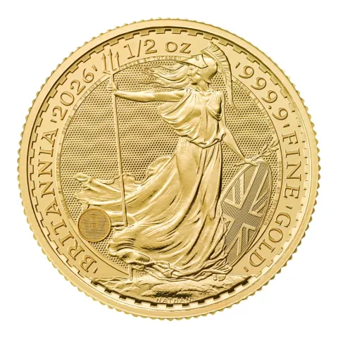 ½oz Gold Britannia 2026, design side
