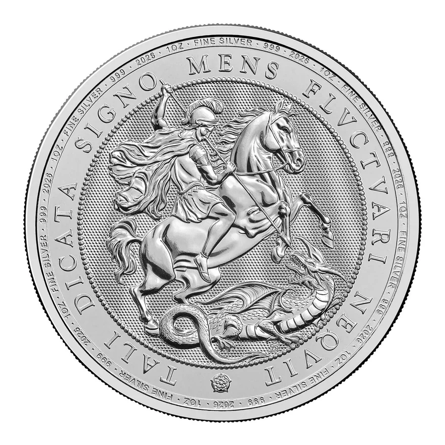 St George and the Dragon 2026 1oz Silver Coin, design side